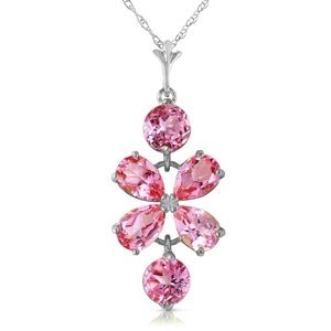 14K. SOLID GOLD NECKLACE WITH NATURAL PINK TOPAZ